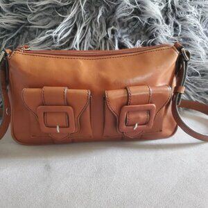 Kenneth Cole Genuine Leather Shoulder Bag | Brown | Small